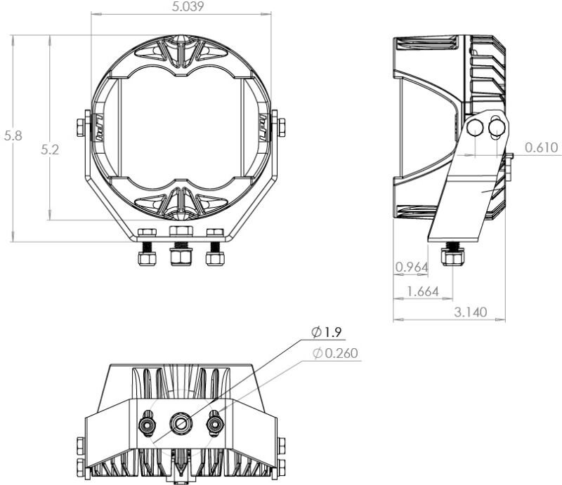 Baja Designs LP4 Pro LED Auxiliary Light Pod Pair Dimensions Drawing
