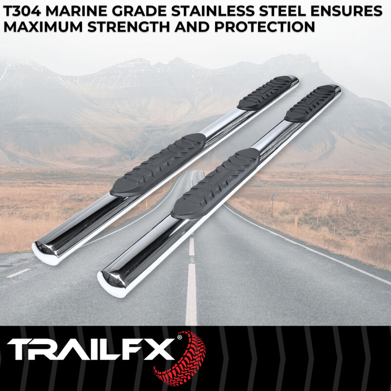 TrailFX 4 Inch Oval Straight Step Bars - Stainless Steel