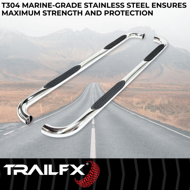 Rocker Panel Mount | #TFX A0060S | TrailFX 3 Inch Round Bent Nerf Bars