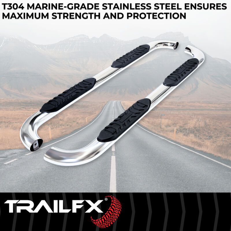 TrailFX 4 Inch Oval Bent Step Bars - T304 Stainless Steel