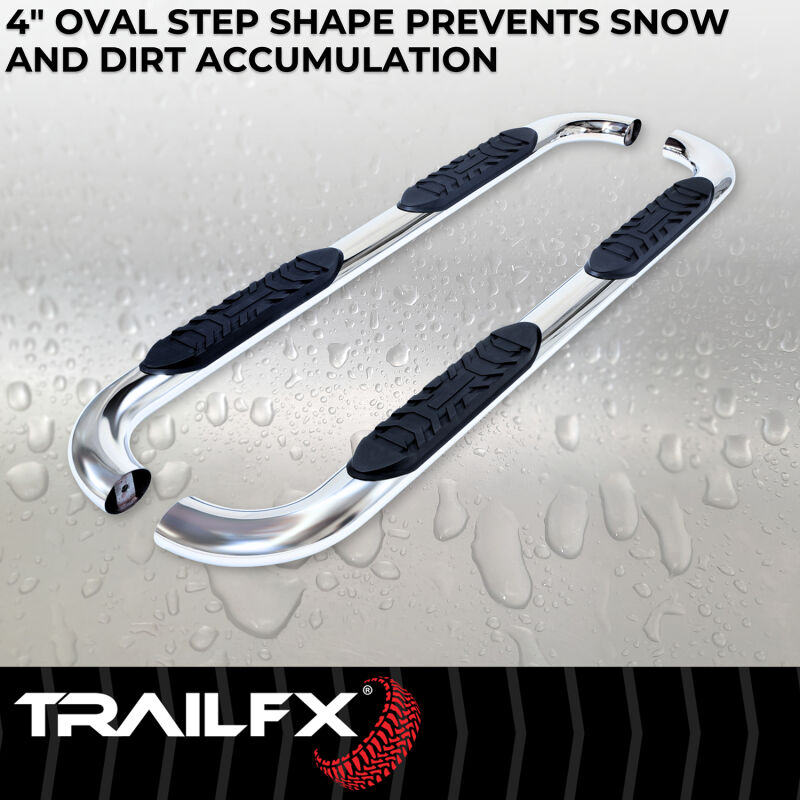 TrailFX 4 Inch Oval Bent Step Bars - Self Cleaning Shape