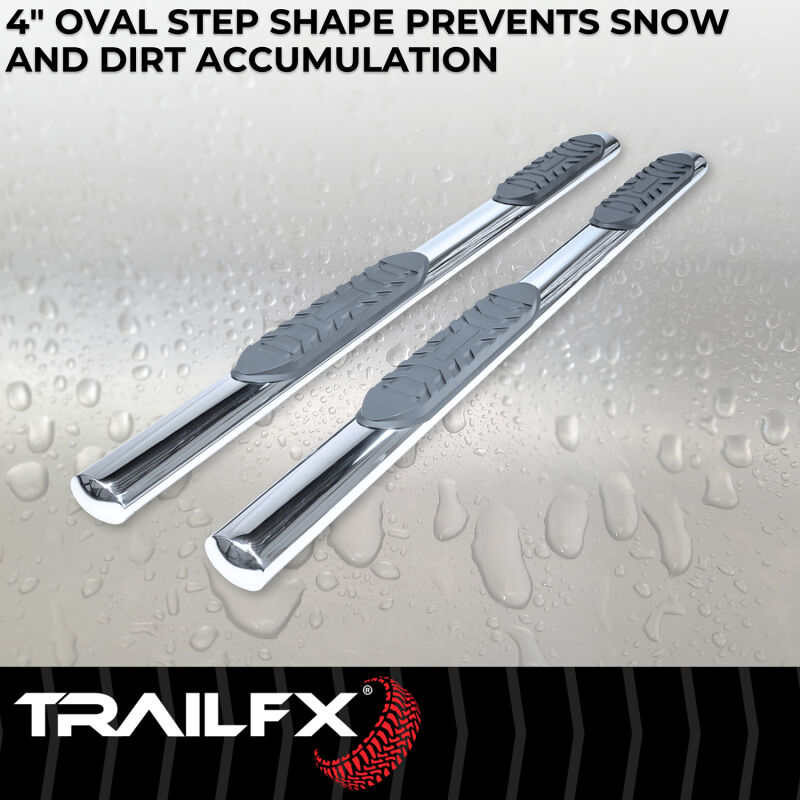 TrailFX 4 Inch Oval Straight Step Bars - Self Cleaning Shape