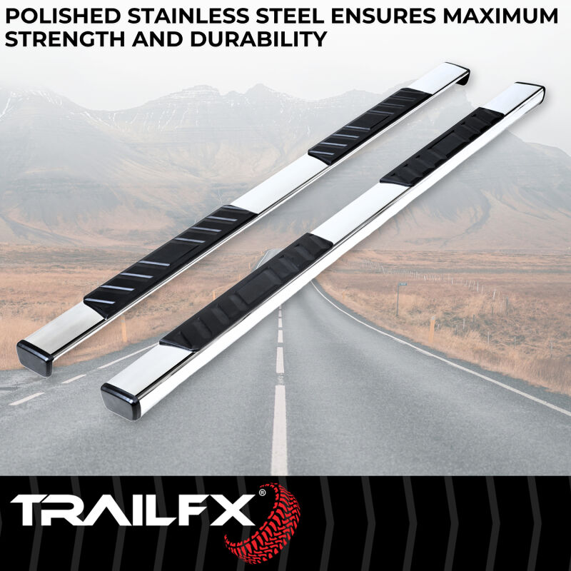 TrailFX 4 Inch Trapezoid Straight Step Bars - Stainless Steel